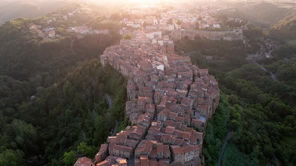 Aerial view of the medieval town of Pitigliano in Tuscany, Italy
