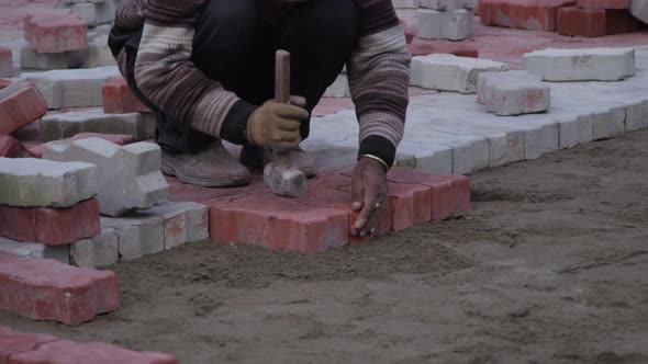 Laborer Working for Kedarnath Reconstruction After Disaster