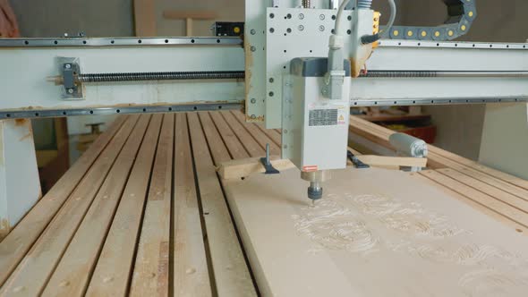 CNC Machine Processing Wood Blank