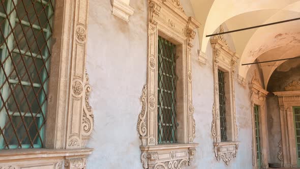 Windows Decorated with an Etched Stone in Italy alt