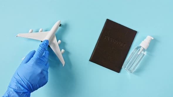 Model Airplane Passport Protective Equipment for Prevention of Virus Infection Medical Masks Hand alt