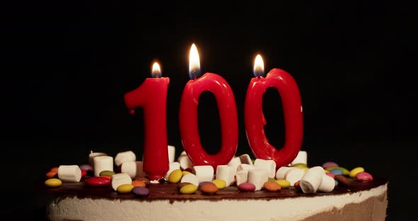 One Hundred Anniversay Candle on Cake
