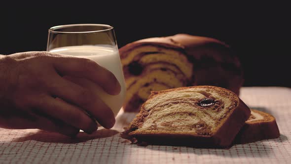 Traditional Sweet Bread And A Glass With Milk 4k