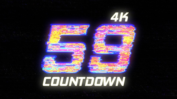 4k Cyber Glitch 60 Seconds Countdown alt