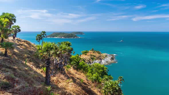 Laem Promthep Cape, famous view point scenic area, Phuket, Thailand - Time Lapse