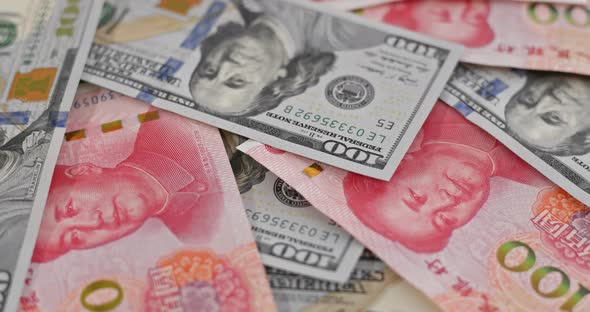 Chinese banknote RMB and USD