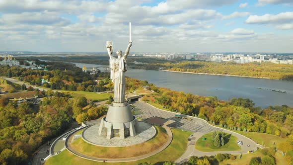 Aerial View of Monument Motherland, Kiev, Ukraine
