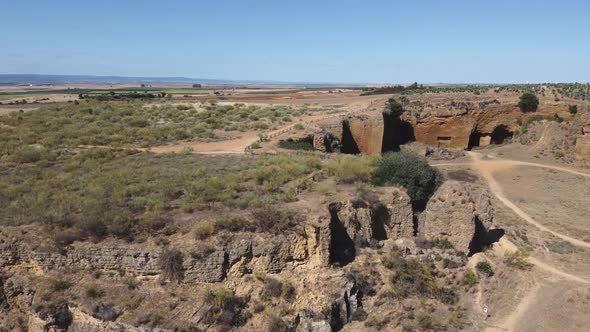 Historic Roman quarry la Batida near Carmona in Spain, ancient caves alt