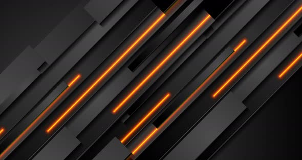 Abstract Black Stripes With Orange Neon Glowing Lights