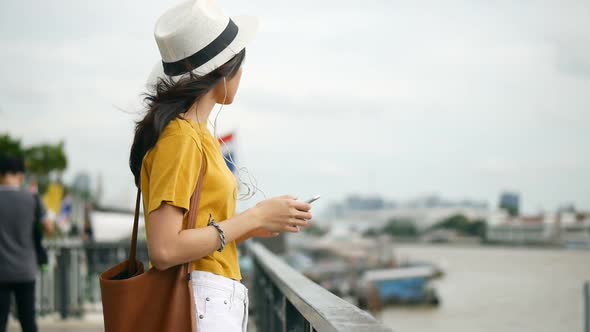 Beautiful Asian girl tourists travel to Thailand.