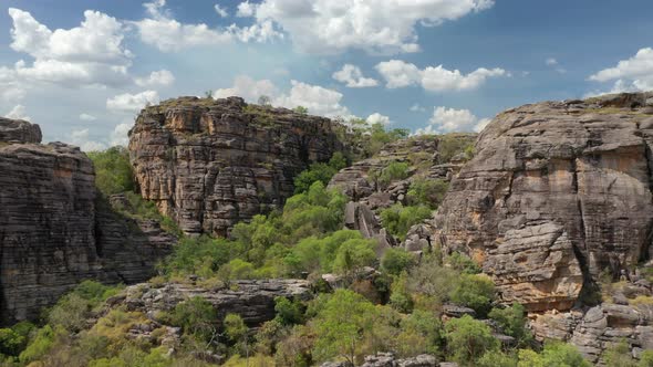 Rock Formations near Ubirr, Kakadu National Park, Northern Territory, Australia 4K Aerial Drone