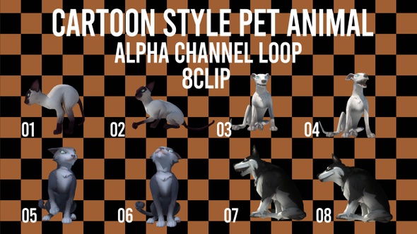 Cartoon Pet Animal 8Clip Pack