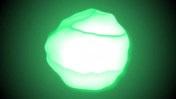 Green color glowing abstract sphere spinning on green background. A 83