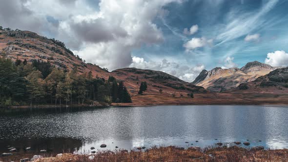 Time Lapse Over a Lake Shoreline