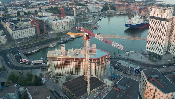 Scandinavia Construction Cranes in the Evening