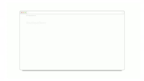 Blank browser window opening mockup with fashion website, looped switch alt