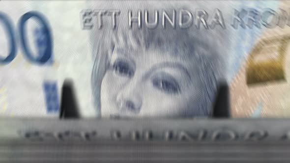 Money counting down machine with Swedish Krone alt