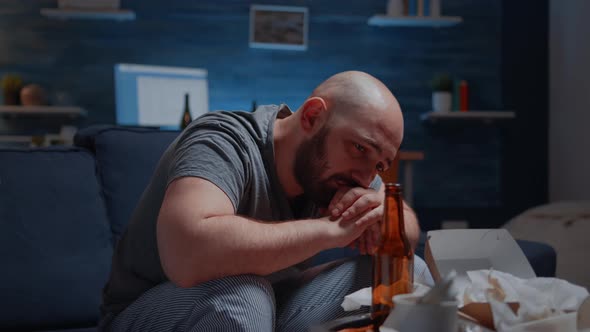 Depressed Man Crying Feeling Loneliness Chronic Fatigue alt