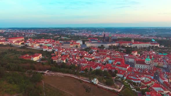 Flight Over Prague Castle, President Residence, the City View From Above