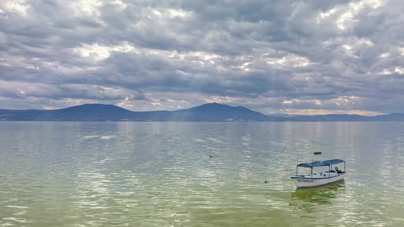 Small Boat alone in a lake in Mexico