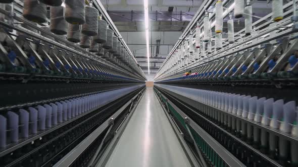 Spinning Factory, Production of Fabrics, Thread of Silk, Linen, and Synthetics, View of Tunnels of alt