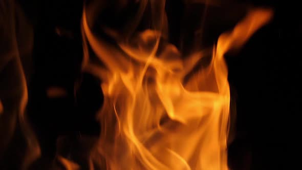 Bonefire, Fire flames in campfire, campsite at Masai Mara Park, Kenya, slow motion alt