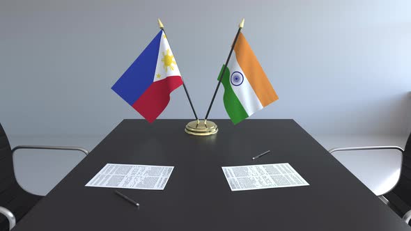 Flags of Philippines and India and Papers alt
