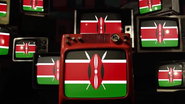 Flag of Kenya and Retro TVs. alt