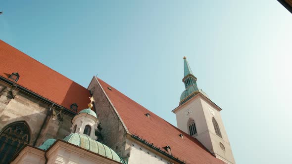 St Martin's Cathedral - Landmark Church in Bratislava, Slovakia.  Tilt Shot