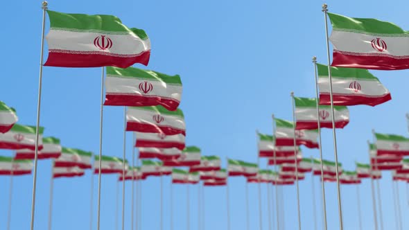 Iran Row Of National flags Walk Throw Animation alt