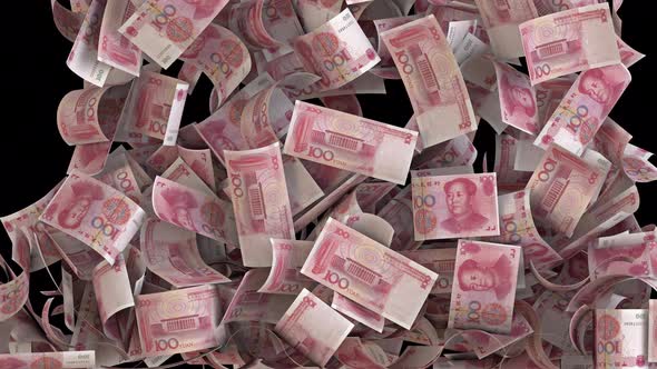 Falling Chinese Yuan Bills Money Transition