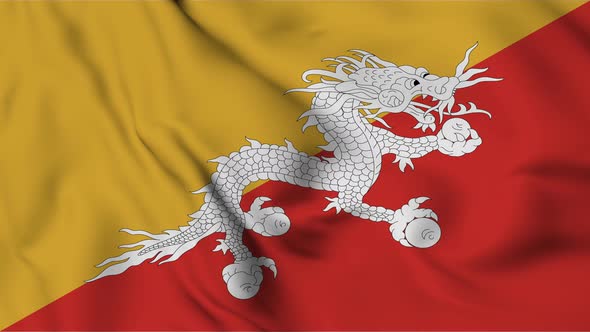 Bhutan flag seamless closeup waving animation
