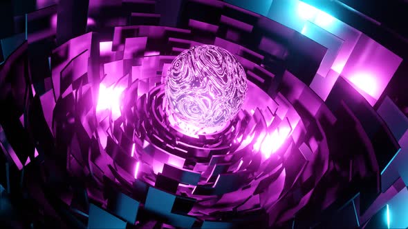 HD Looping Sci-Fi Environment. Futuristic Abstract technology background in a cyber space alt