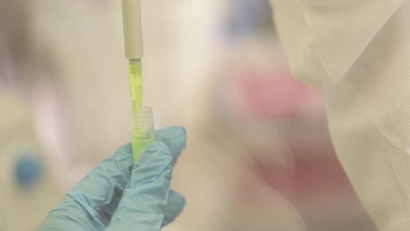Scientist Hazmat Biosafety Testing Pipette Macro