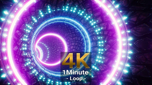 Neon Light Stone Tunnel VJ Loop alt