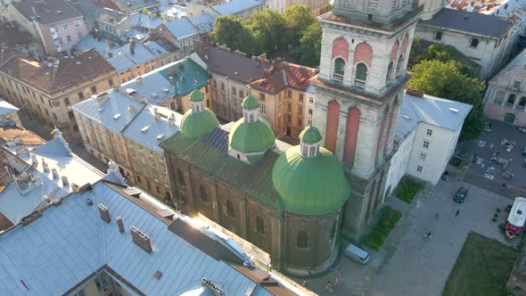 Drone Shots of Lviv City at Summer Time alt