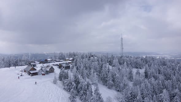 Aerial View of Ski Slope at Pine Trees Forest alt
