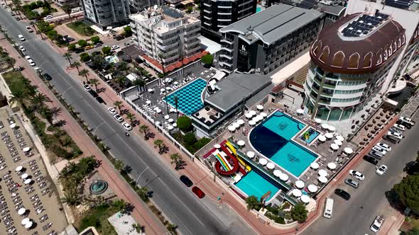 Colorful city Aerial View 4 K Alanya Turkey alt