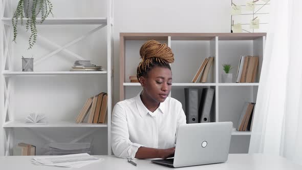 Busy Worker African Woman Online Communication alt