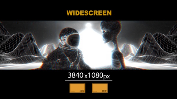 Widescreen Astronaut Alien Wireframe 04