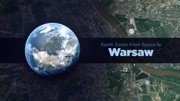 Warsaw (Poland) Earth Zoom to the City from Space