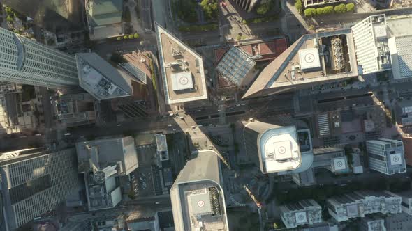 AERIAL Epic Slow Lowering and Circling Birds Eye View Over Downtown Los Angeles California in alt