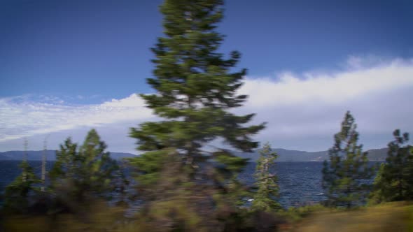 Driving around the beautiful Lake Tahoe on the California-Nevada border alt