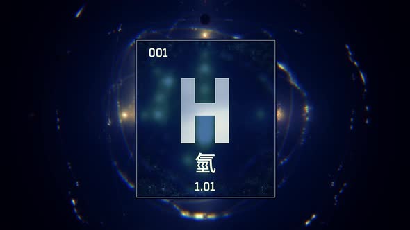 Hydrogen as Element 1 of the Periodic Table on Blue Background in Chinese Language