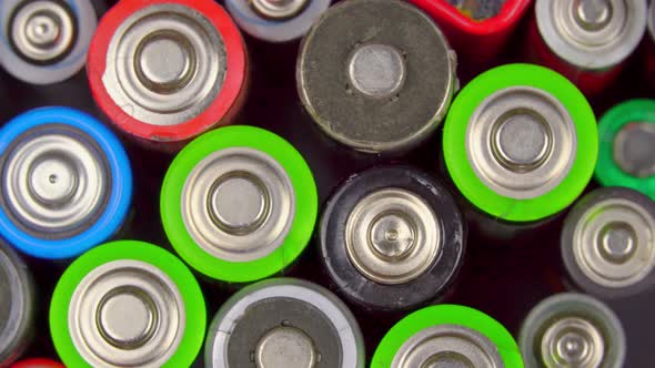 Lot of Old Used Batteries View From Above alt