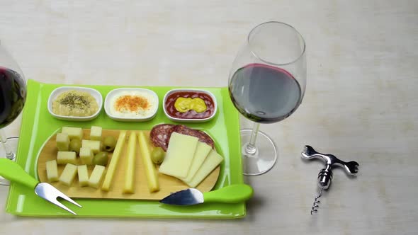Cheese Wine Dips Ready For Romantic Snack Dinner Copyspace