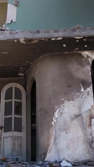 Vertical Video of a Destroyed Building in Borodyanka Ukraine alt