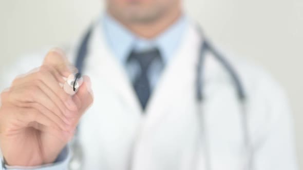 Antiviral Doctor Writing on Transparent Glass alt