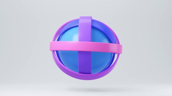 Loop Motion Graphics of Blue Glossy Rotation Sphere with Color Orbits