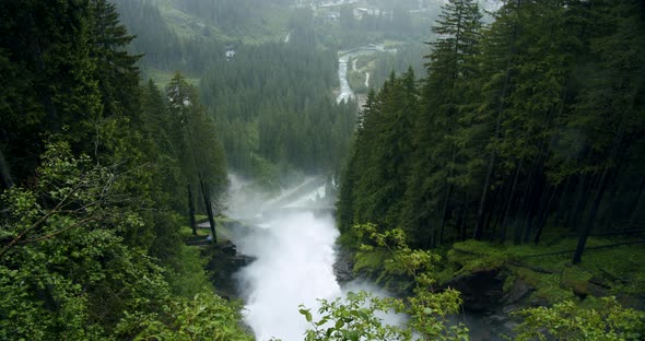Krimml Waterfalls Fall From Top Platform in Austria Alps alt